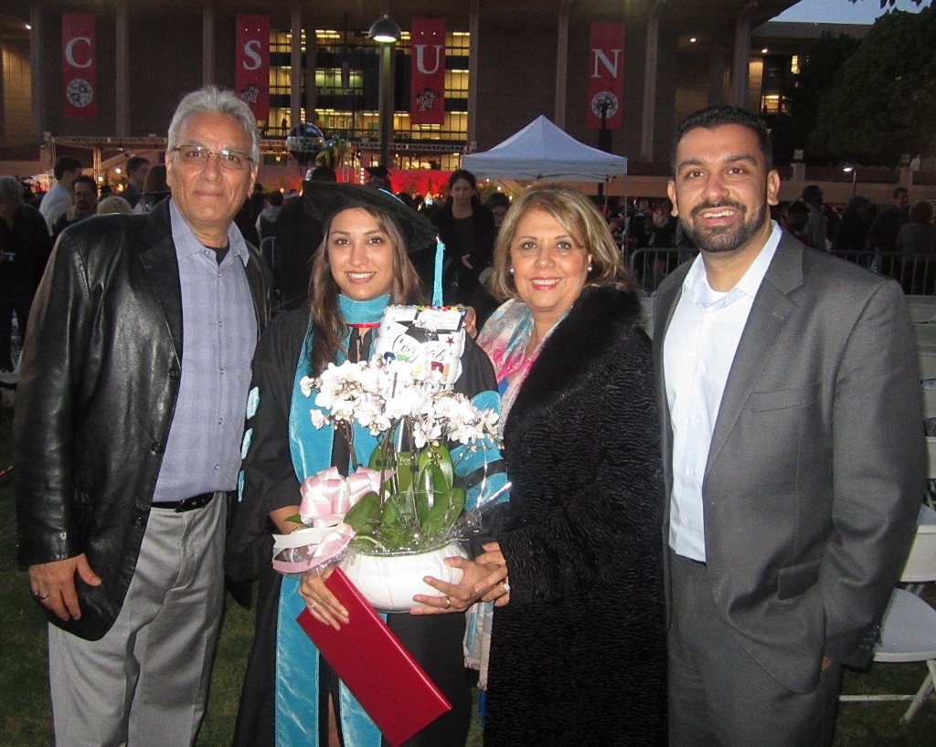 Shandiz Kamrava at her PhD graduation ceremony at California State University, Northridge